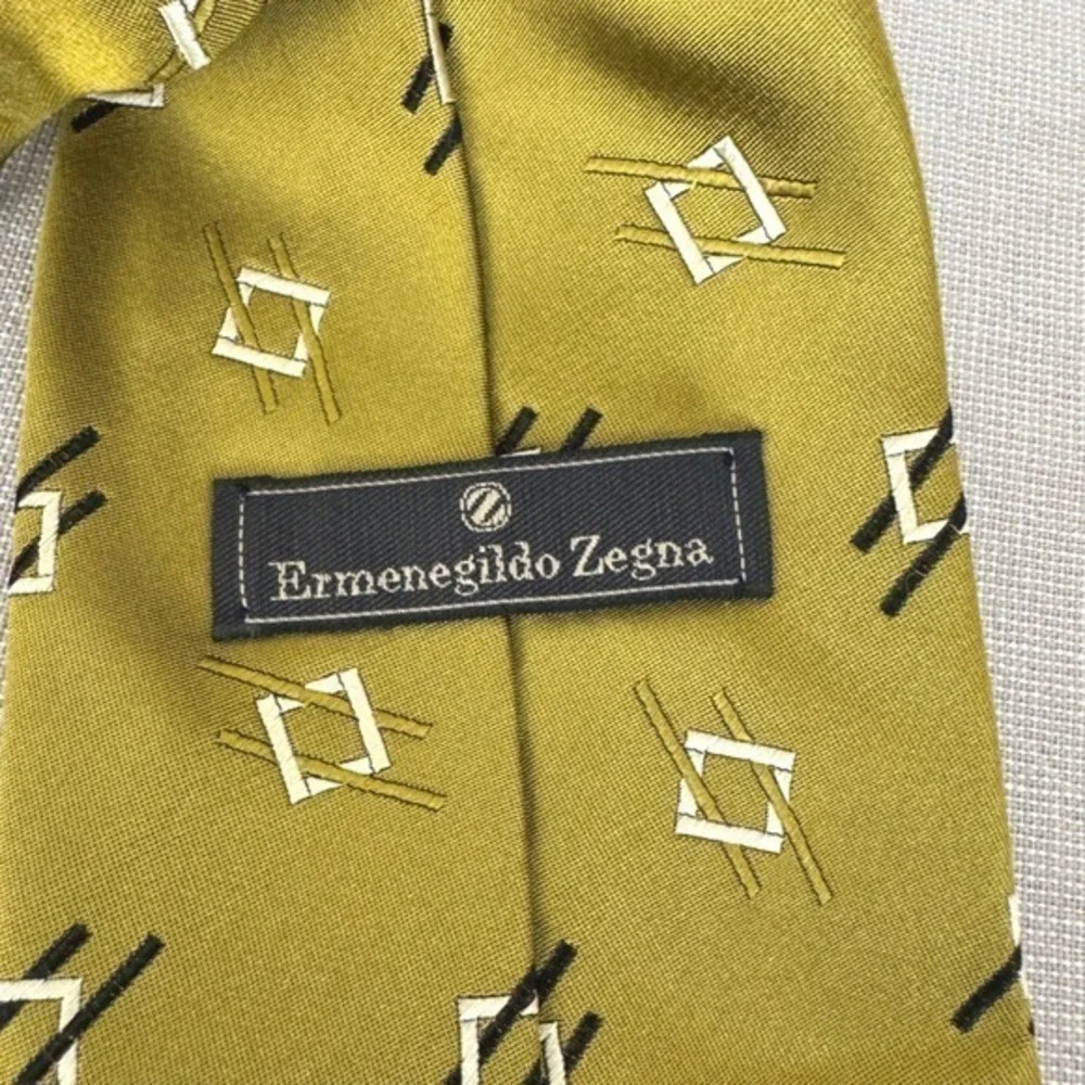 Ermenegildo Zegna Green‎ Geometric Silk Tie